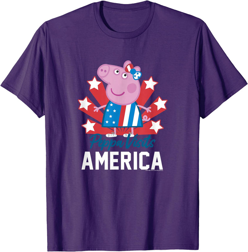 Peppa Pig Visits America Peppa Portrait T-Shirt - Purple