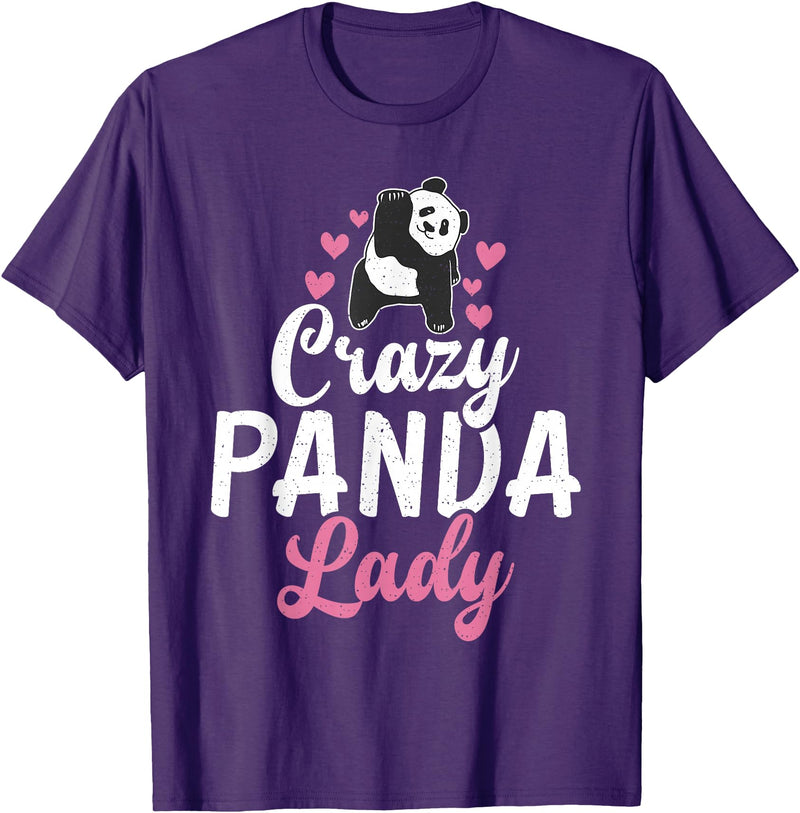 Panda Gifts and Acessories Crazy Panda Lady Panda Bear Lover T-Shirt - Purple