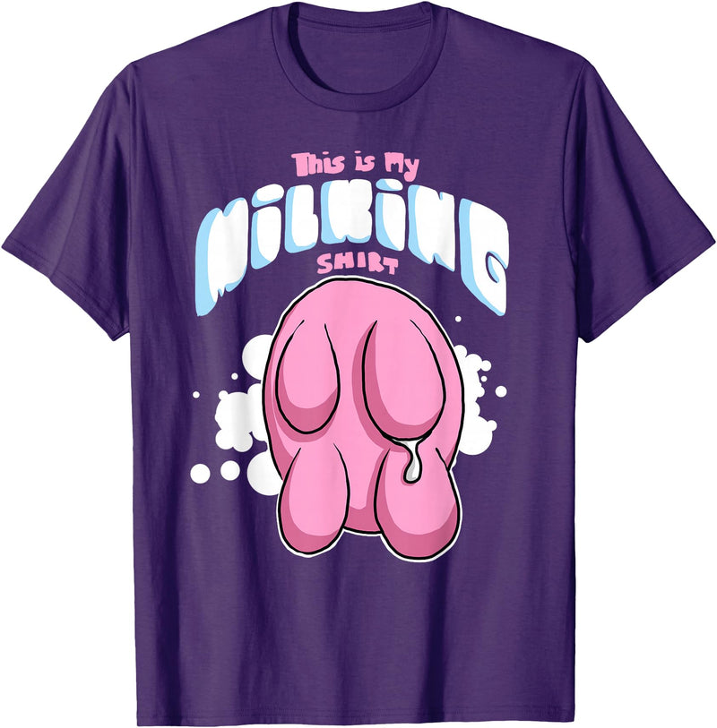 Eliaac Funny Dairy Farmers Milking Cows Womens This is My Milking Top Dairy Farming Cows Udders T-Shirt - Purple