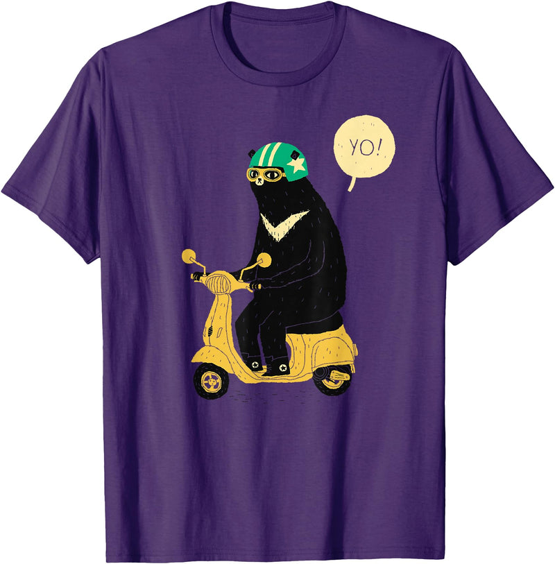 scooter bear tees Scooter Bear black bear T-shirt / taiwan bear shirt sun bear T-Shirt - Purple