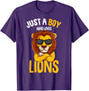 Funny Lion Apparel & Gift Ideas Just a Boy who loves Lions Toddler Boy Kids Lion T-Shirt - Purple