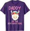 Llama Matching Birthday Party Theme Supplies Daddy of The Birthday Girl Llama First 1st Birthday Girl T-Shirt - Purple