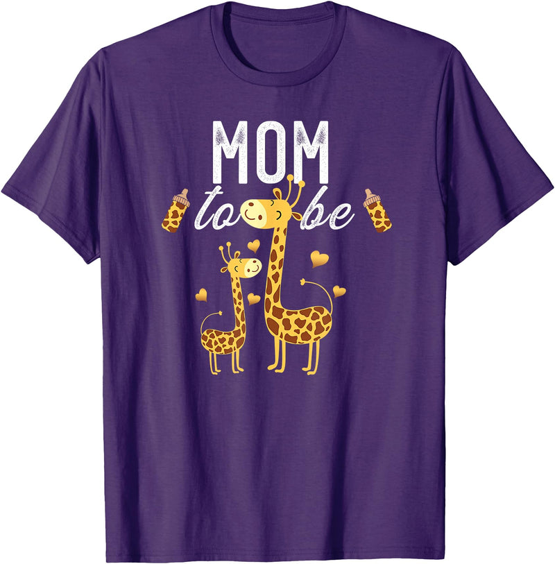 Giraffe Baby Shower Party Ideas For Mom Mom To Be Giraffe Baby Shower Cute T-Shirt - Purple