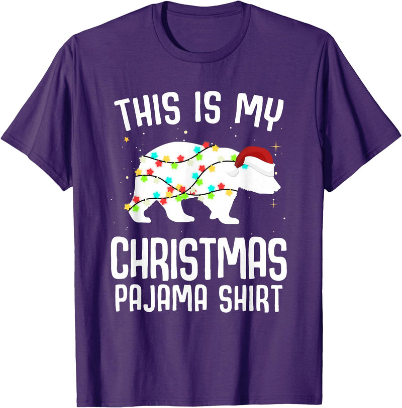 Funny Polar Bears Family Matching Wear Tees Polar Bear Christmas Pajama Santa Bear Lover T-Shirt - Purple