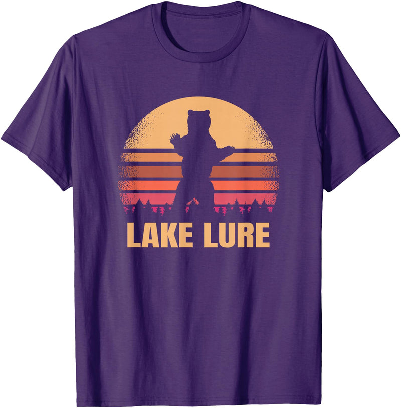 Lake Lure North Carolina Vintage NC Retro 80s Co. Lake Lure North Carolina Vintage Bear NC Distressed 80s T-Shirt - Purple