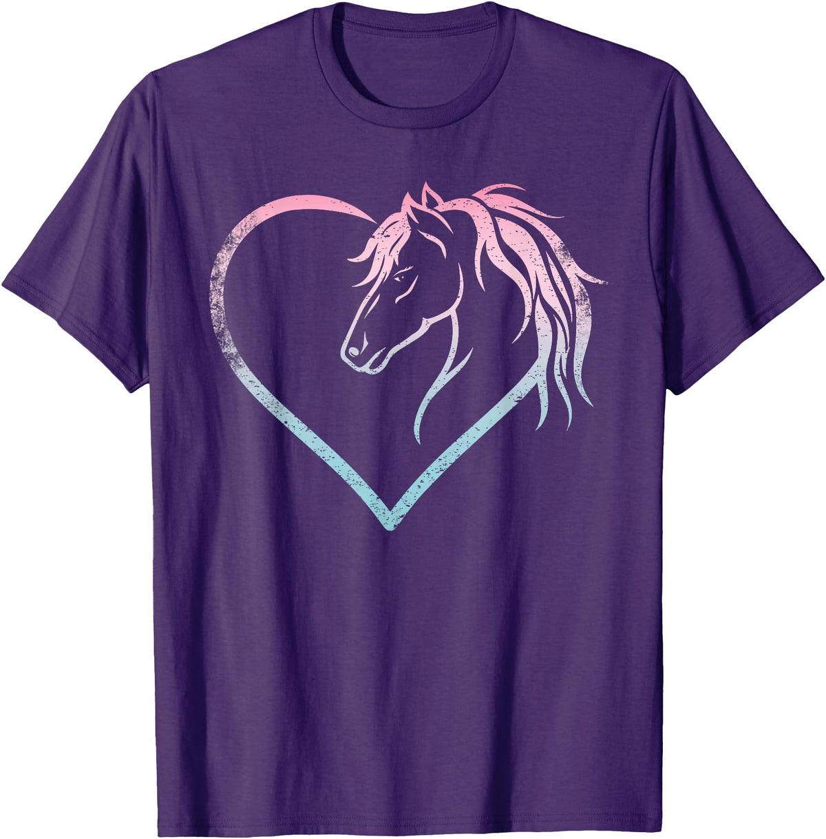Horse Girl Designs Women I Love My Horses Riding Heart With Horse Head For Horseback Riding Horse T-Shirt - Purple