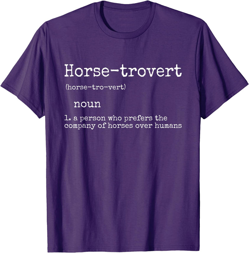 Horse By Design Tee Company Horse Gifts for Women Men Funny Equestrian Horse-trovert T-Shirt - Purple