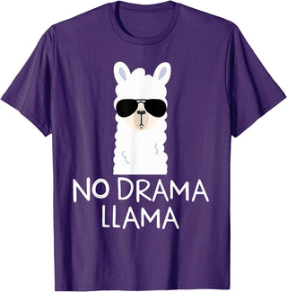 No Drama No Pob-Llama Alpaca Gifts No Drama Llama Alpaca with Sunglasses Llama Lovers Gift T-Shirt - Purple