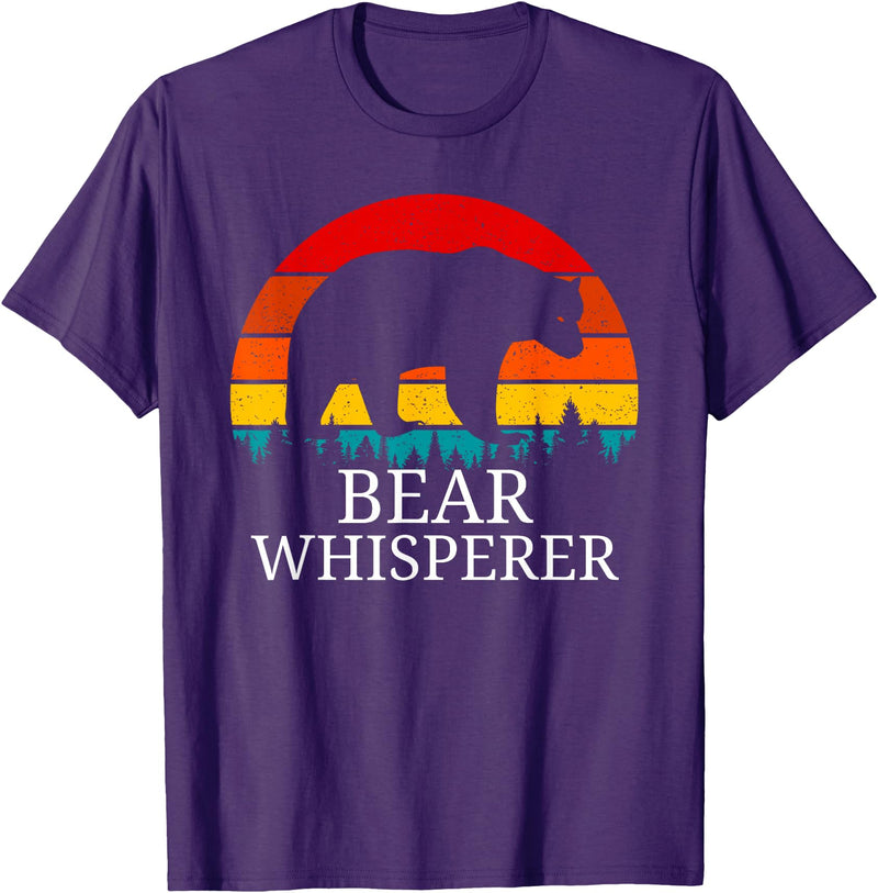 Funny Bear Lover Gifts Tees Vintage Bear Whisperer Wildlife Gift for Animal Lovers T-Shirt - Purple