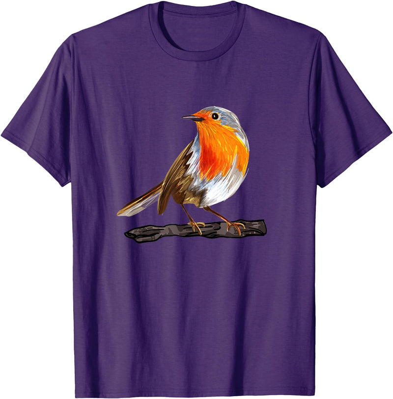 Robin Bird Ornithology Nerd Birding Watcher Robin Bird T-Shirt - Purple