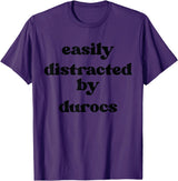 Funny Duroc Gift for Men, Women, Dad & Mom Easily Distracted By Pig - Pig Dad Mom Duroc T-Shirt - Purple