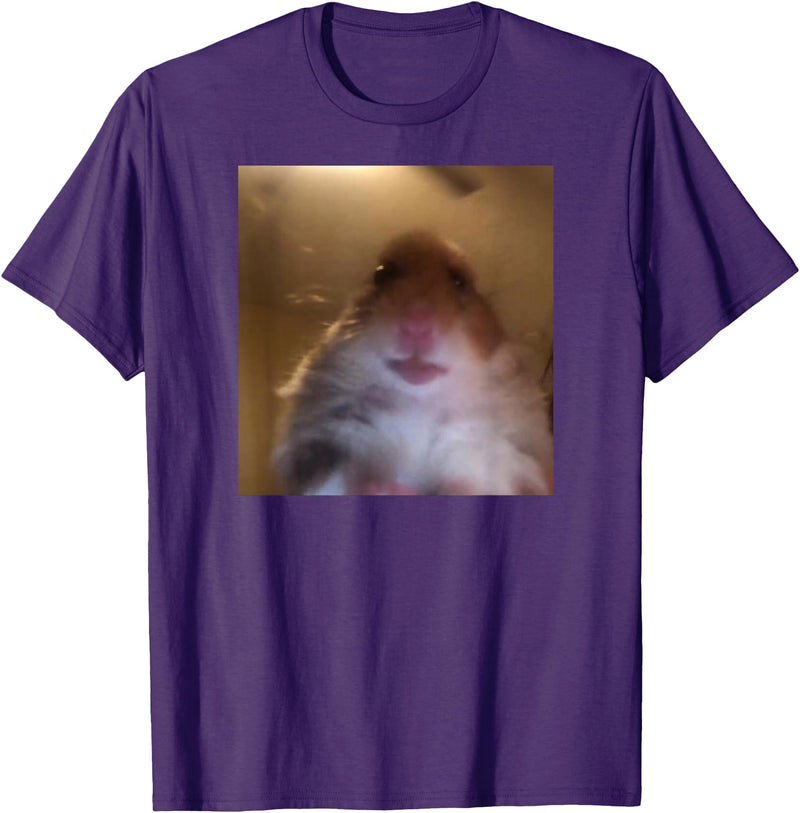 Hamster stares into the front camera I Internet Hamster Meme T-Shirt - Purple