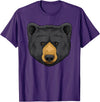 Wowsome! Black Bear Animal Head - Cute Black Bear Lover Women Men T-Shirt - Purple