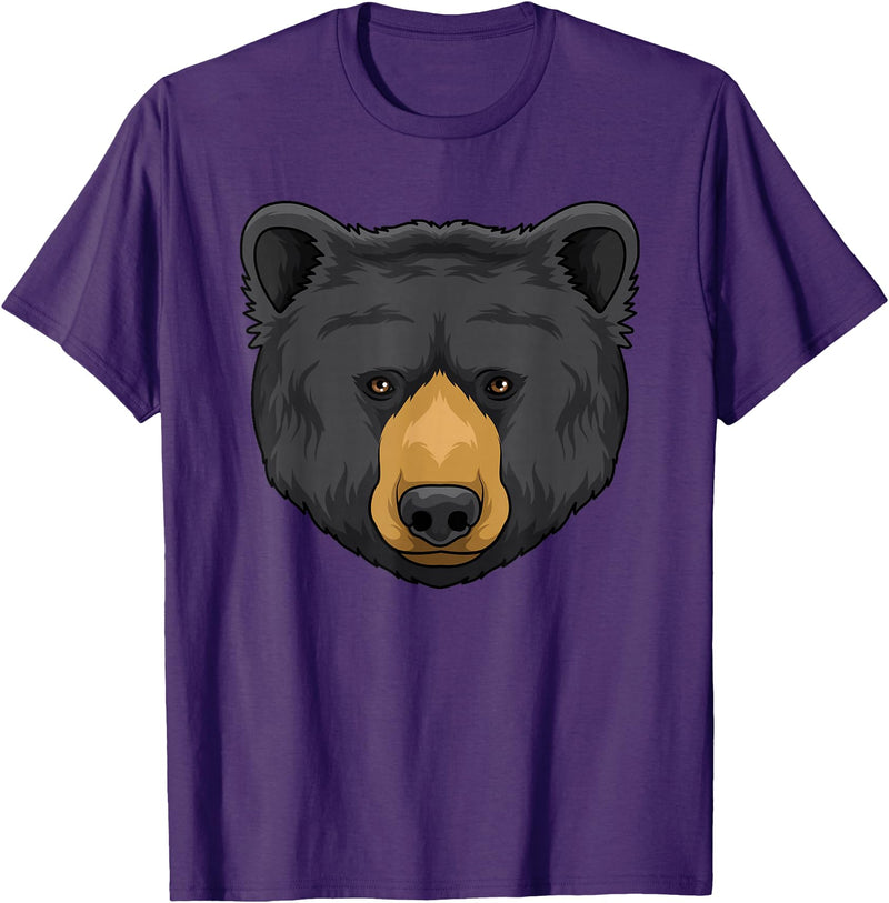 Wowsome! Black Bear Animal Head - Cute Black Bear Lover Women Men T-Shirt - Purple
