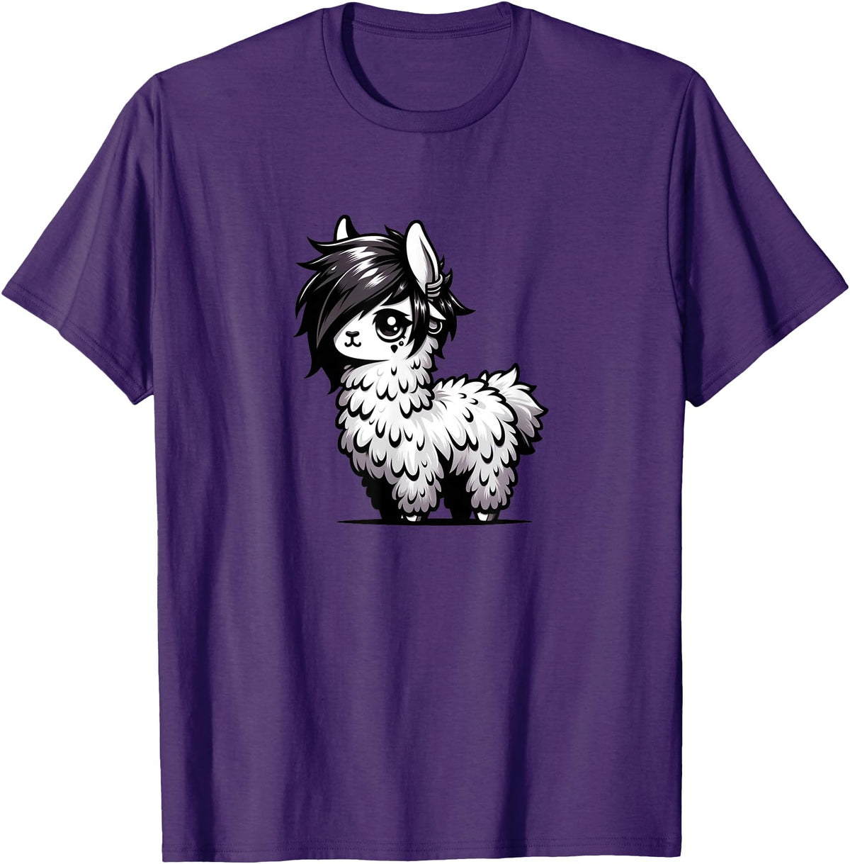 Emo Llama Tees Cute Emo Llama Kawaii Kids Boys Girls T-Shirt - Purple