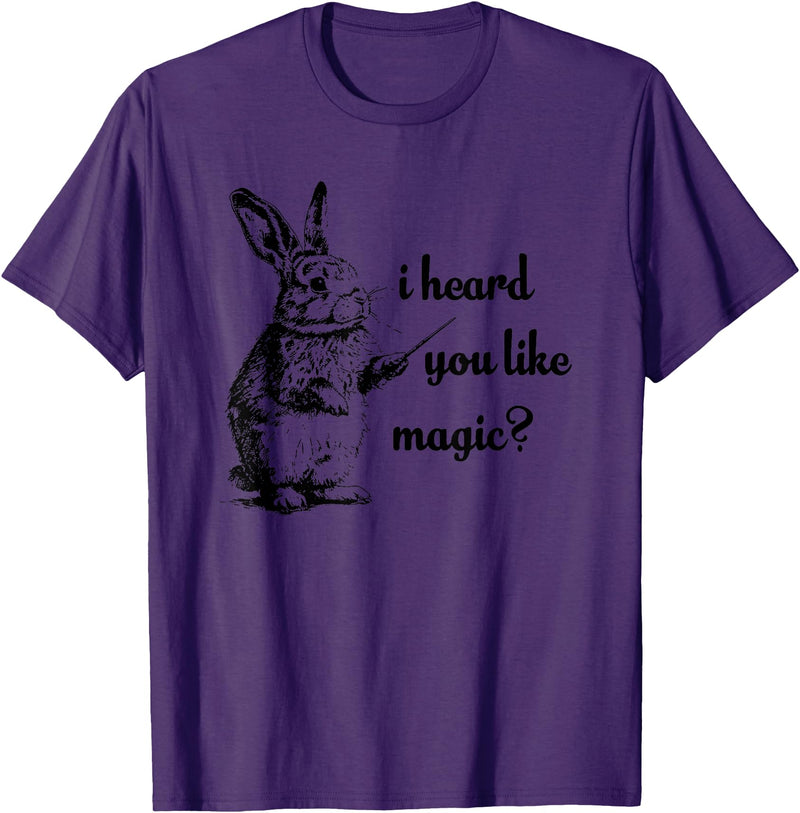 Cute Rabbit Lover Bunny Graphic T-Shirt (Heather Grey) in Purple