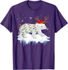 Cute Christmas Lights Santa Reindeer Polar Bear Santa Reindeer Polar Bear Christmas Light Santa Polar Bear T-Shirt - Purple