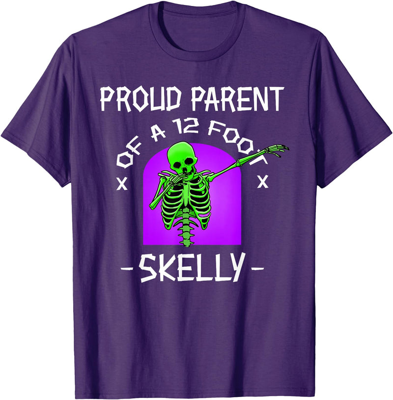 Halloween Clothing & Costumes Proud Parent of A 12 Foot Skelly - Halloween Skeleton T-Shirt - Purple