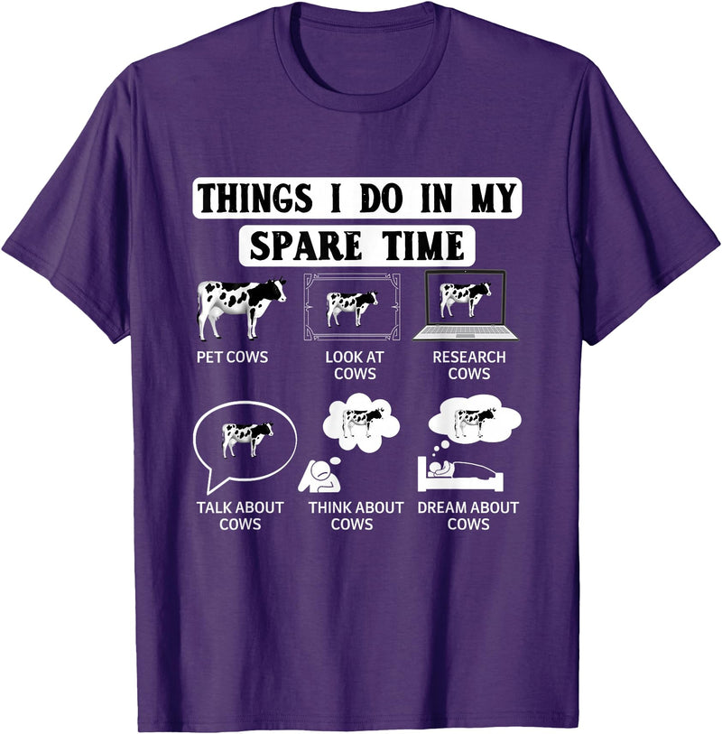 Cow Crop Farm Gift Field Tractor Farmer Ranch Things I do in my spare Time Cow Harvest Farming Barn Cattle T-Shirt - Purple