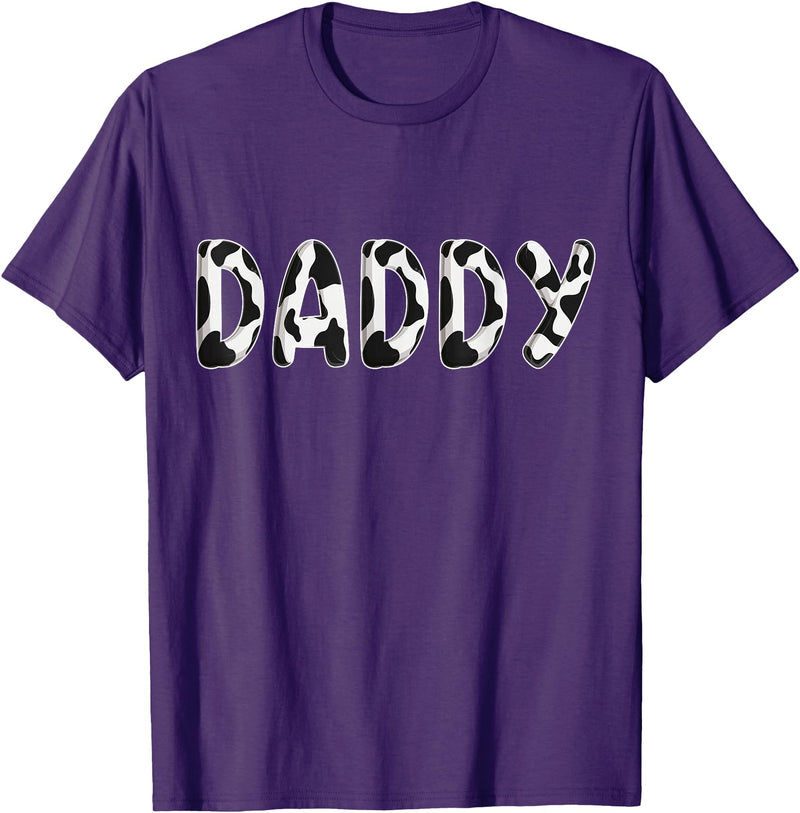 Cow Pattern Print Family Matching Birthday Shirts Cow Daddy Birthday Family Matching Fathers Day Boy Girl Men T-Shirt -