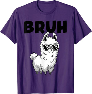 Bruh Llama Sunglasses by LazyPanda Bruh Llama Funny Alpaca Llama Boys Kids Girls Trendy Graphic T-Shirt - Purple