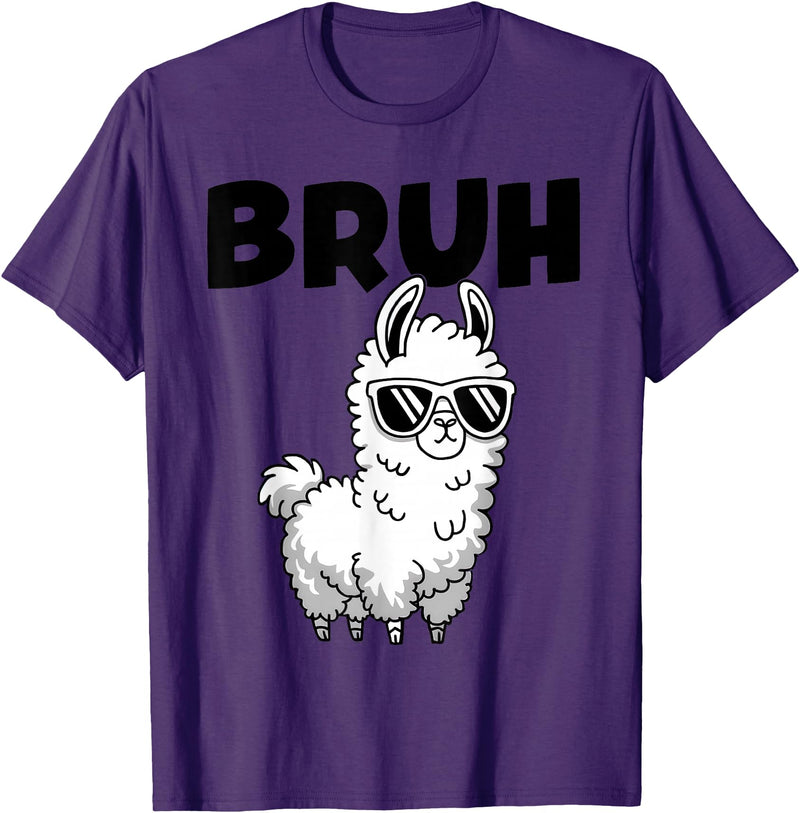 Bruh Llama Sunglasses by LazyPanda Bruh Llama Funny Alpaca Llama Boys Kids Girls Trendy Graphic T-Shirt - Purple