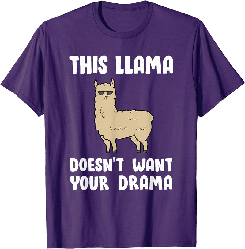 Funny Llama And Alpaca Gifts Funny Llama This Llama Mag No Drama Alpaca Llama T-Shirt - Purple