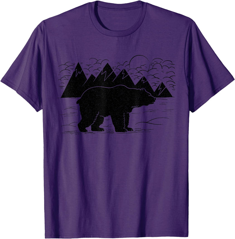 Black Bear Wildlife Animal Wilderness Graphic T-Shirt - Purple