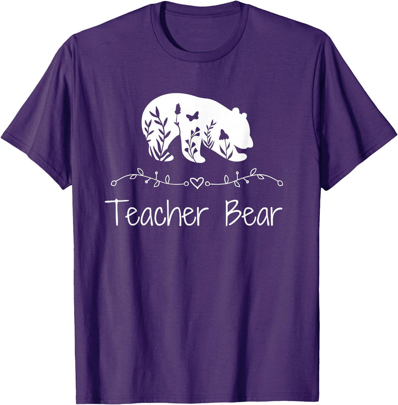 Teacher Bear Funny Teachers back to school Gifts Teacher Bear For Educators - Teacher Appreciation T-Shirt - Purple