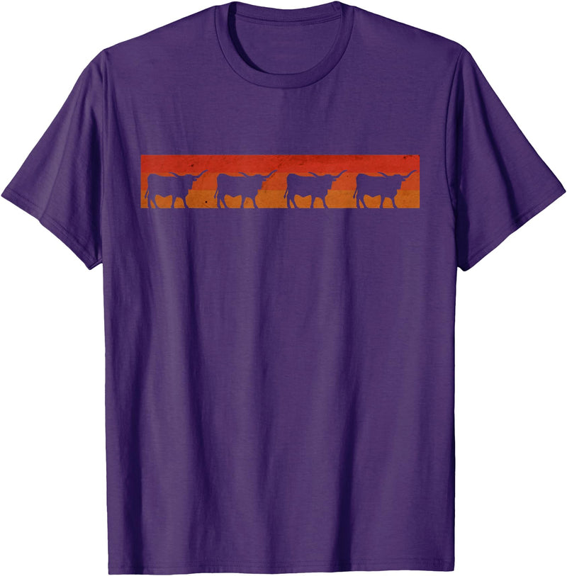 Triple G Mavs Vintage Retro Longhorn Shirt Cow Farm Animal Gift T-Shirt - Purple