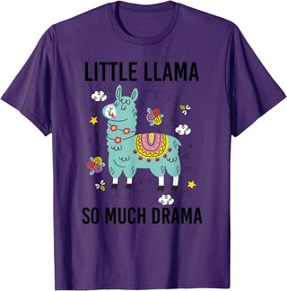 Llama Shirt Kids Boys Toddler Little Llama So Much Drama T-Shirt - Purple