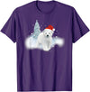 Happy Holiday Season Snow Gifts For Women Cute Christmas Polar Bear Red Santa Hat Lighted Tree Snow T-Shirt - Purple