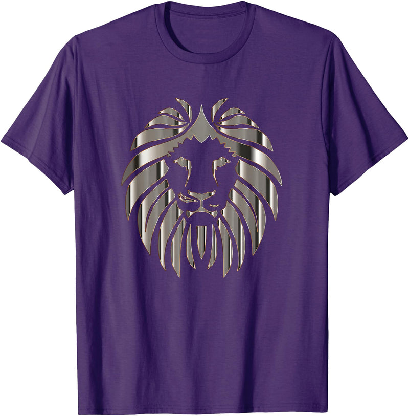 Teeshire Lion Head Tshirts Silver Lion Head Portrait Safari Animal Novelty Gift T-Shirt T-Shirt - Purple