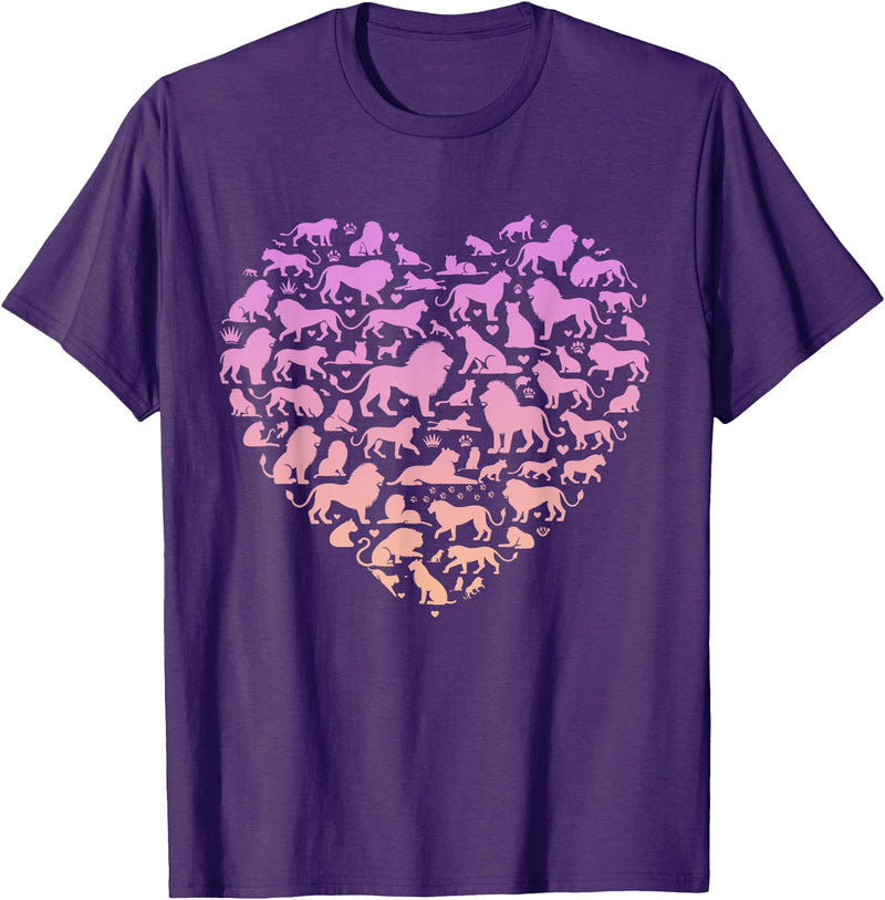 Girls Lion Design Silhouette Lions Design for Lion Lover | Girls Lion T-Shirt - Purple