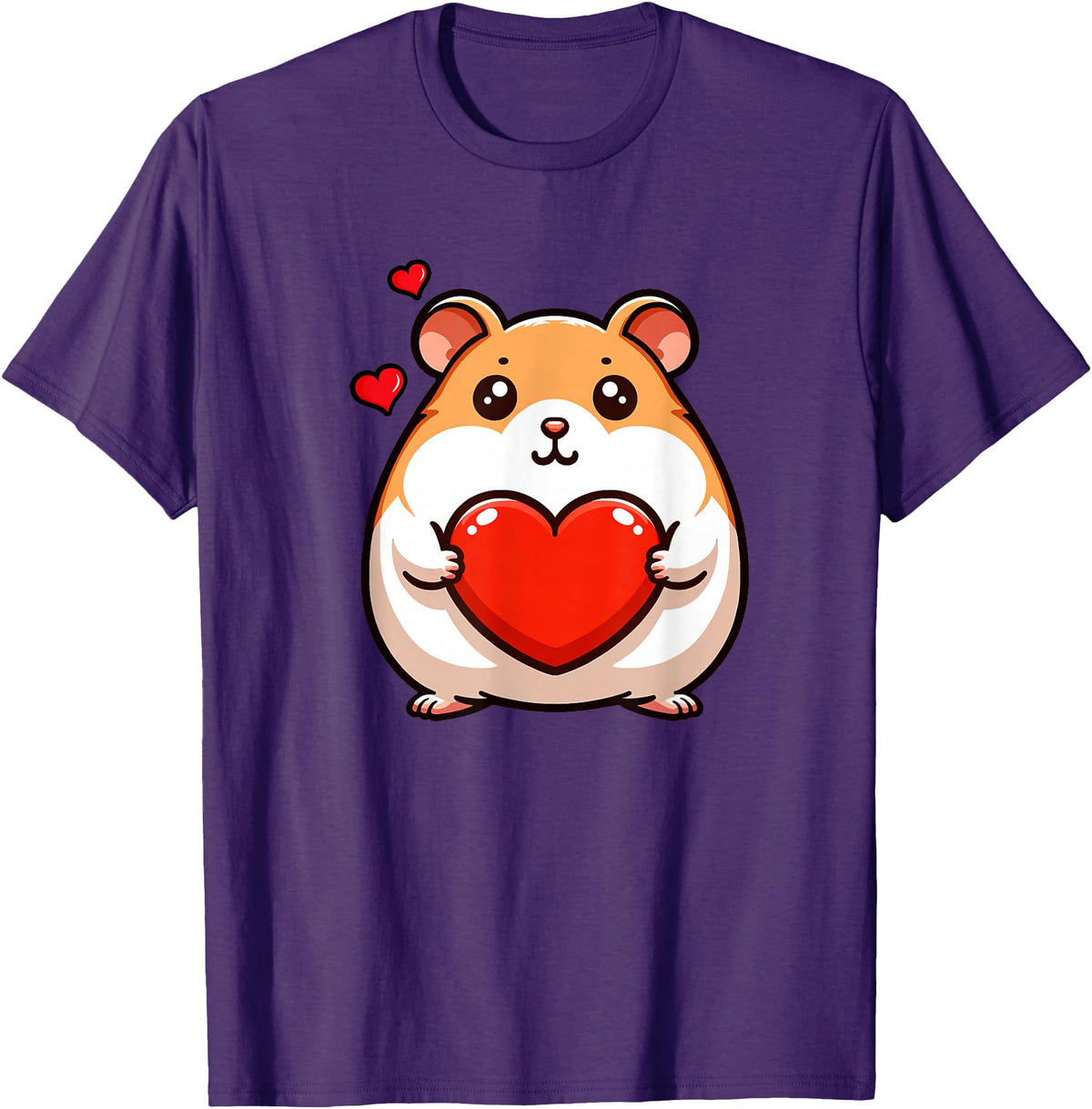 Cute Hamster Funny Valentines Heart Lover Men Women Kids T-Shirt - Purple