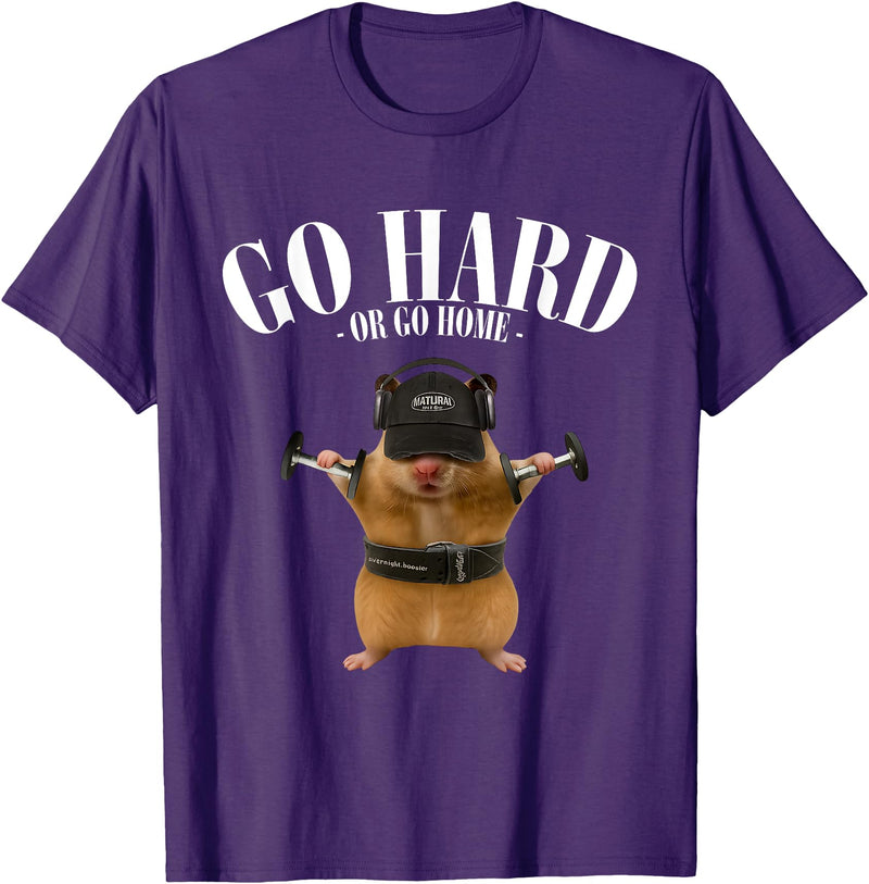 Hamster Deadlift Training Funny Cute Rat Weightlifting Meme T-Shirt - Purple