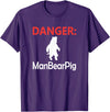 Funny Tees Danger Man Bear Pig T-Shirt - Purple