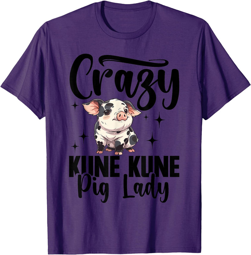 Kune Kune Pig Accessories & KuneKune Clothes Kune Kune Pig Girl Accessories for Women Kunekune Pig T-Shirt - Purple