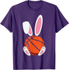 Rabbit Boys Teens Easter Basketball Egg Bunny Kids Easter T-Shirt in Purple