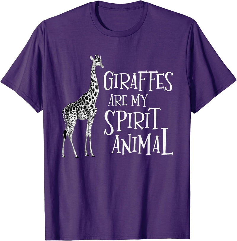 Funny Giraffe Shirts Giraffes Are My Spirit Animal - Zoo Lover Animal Wildlife T-Shirt - Purple