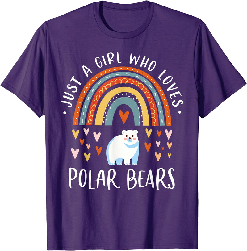 Cute Clothing With Polar Bear For Girls Just A Girl Who Loves Polar Bears Rainbow Gifts Bear Lover T-Shirt - Purple