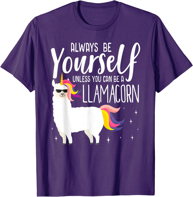 Llamacorn Clothing Always be a Llamacorn T Shirt | Fantasy Magic Llama Unicorn T-Shirt - Purple