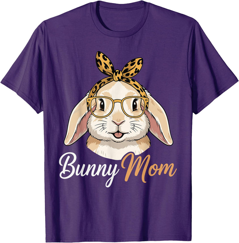 Bunny Mom Women Bunny Rabbit Bunny Lover T-Shirt in Purple