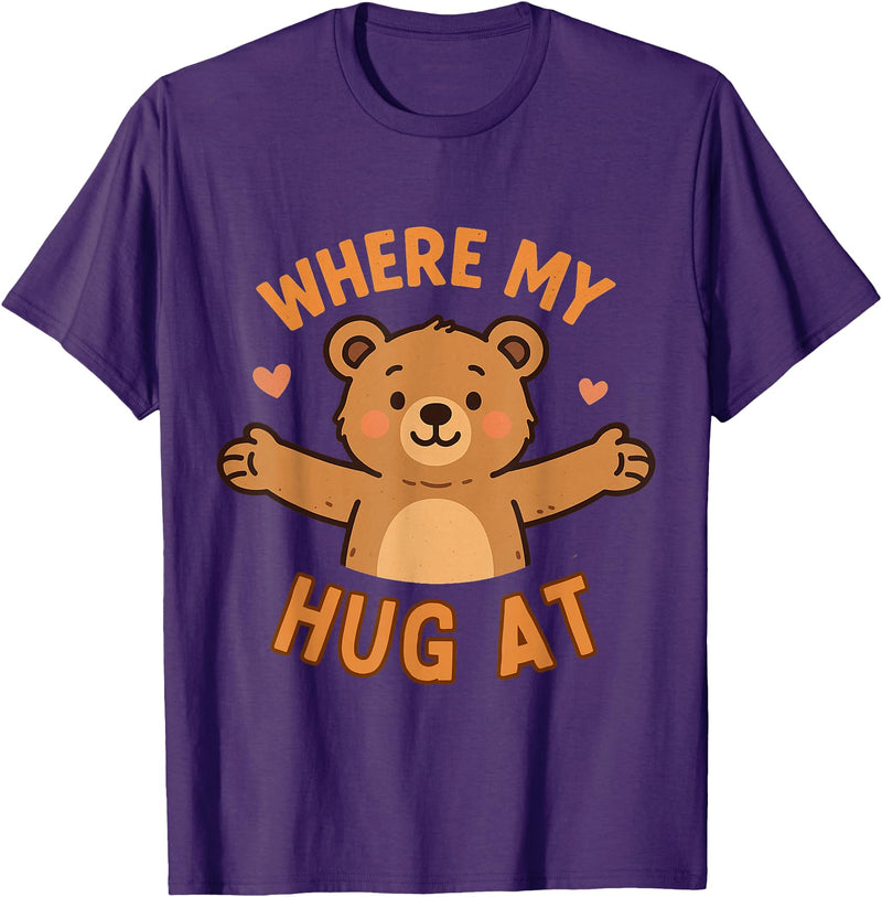 Where My Hug At Co. Where My Hug at Bear Hug Graphic T-Shirt - Purple