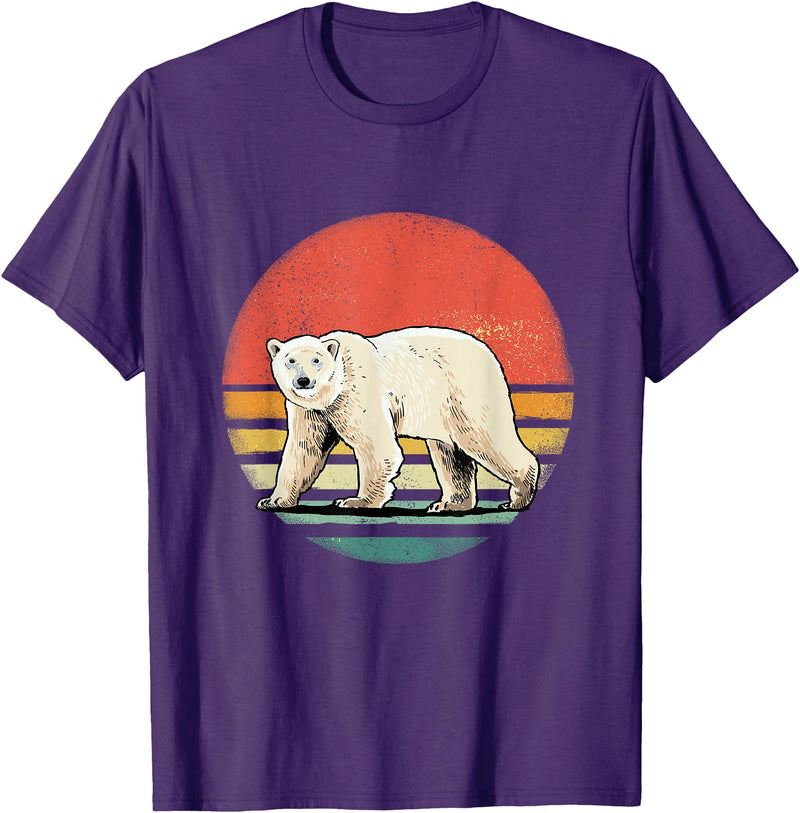 Wowsome! Vintage Polar Bear Tshirt Retro Arctic Animal Bear Lover T-Shirt - Purple