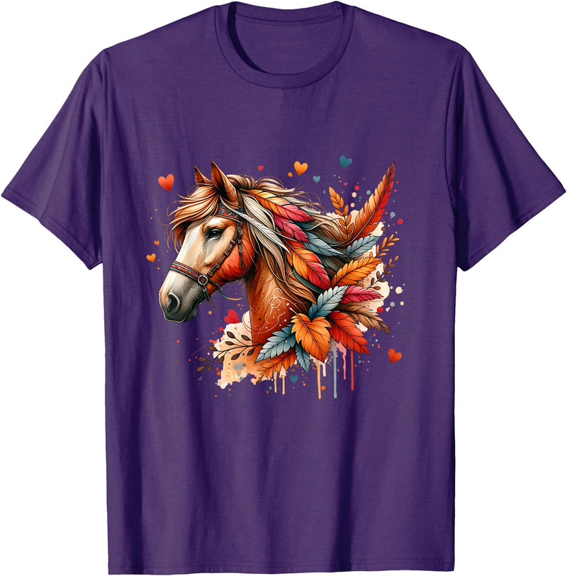 Unique Horse Gifts for Horse Lovers Women Teens Girls Unisex T-Shirt Black V-Neck Short Sleeve Small Classic Fit Horse Lover T-Shirt - Purple