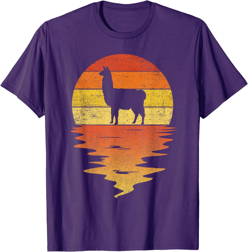 TrendyPull Silhouette Retro Vintage Style Gifts Llama shirt retro sunset 70s vintage Llama T-Shirt - Purple