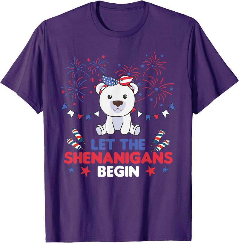 Fourth Of July - Cute Animals America 4th Of July American Polar Bear For Kids USA Polar Bear T-Shirt - Purple