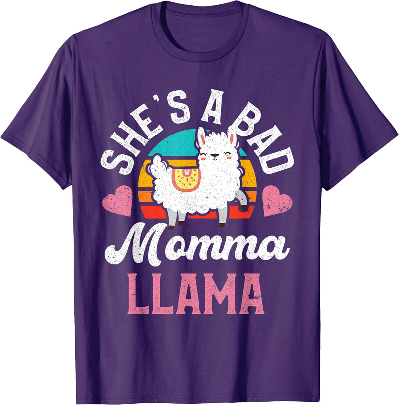 LLama Squad Shirts and Gifts Vintage Momma Llama Mom Farm Animal Llama Lover T-Shirt - Purple