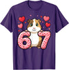 Guinea pig 67 Meme Valentines Cute 67 Heart Guinea Pig Love T-Shirt - Purple